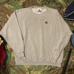 Adidas vintage 90s thrashed distressed grey crewneck size XL/25.5